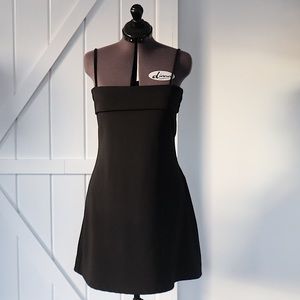 Vintage 90s square neck spaghetti strap a-line stretchy mini lbd